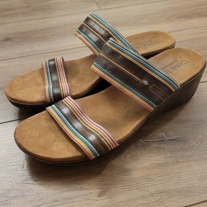 Cobb Hill Strappy Low Wedge Slide Sandals
